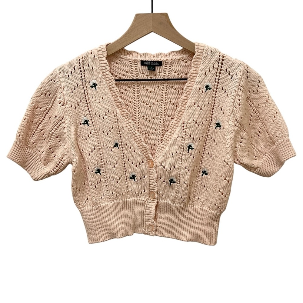 WILD FABLE peach short sleeve crop top cardigan